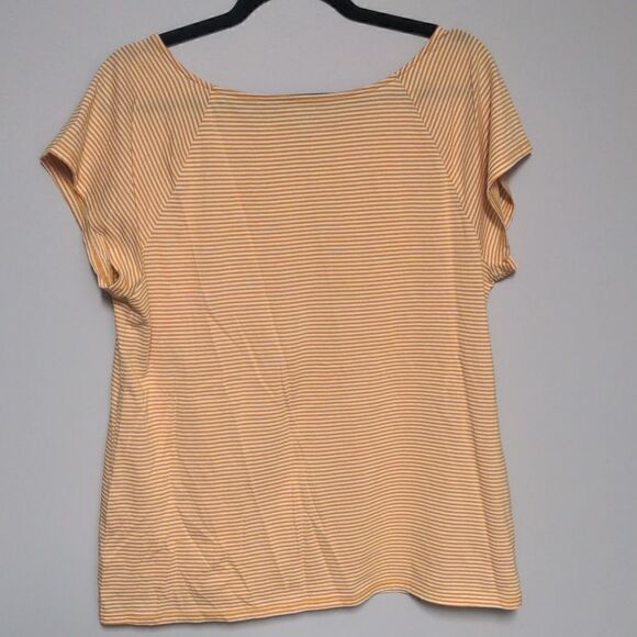 Loft Outlet Orange and White Short Sleeve Shirt - Picture 3 of 5